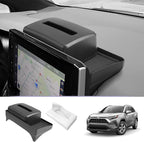 LUWU 2024 RAV 4 Dashboard Storage Tray Compatible with 2019-2022 2023 2024 2025 Toyota RAV 4 Accessories Center Console Display Box Hidden Tray Silicone Organizer Tray w/Tissue Box Behind Screen