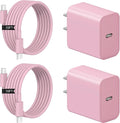 iPhone 17 16 15 Charger Fast Charging 2+2Pack 20W USB C Wall Charger with 10FT Fast Charging Cable Compatible with iPhone 17/17 Air/17 Pro/17 Pro Max/iPhone 16/15 Series, iPad Pro/AirPods-Pink