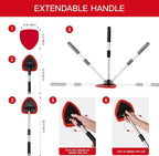 Qydipclin 11pcs Windshield Cleaner Tool, Car Window Cleaning Wash Kit with 6 Reusable Microfiber Pads 2 Spray Bottles and Extendable Handles Auto Glass Wiper Kit, Red
