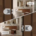 Brushed Nickel Door Knobs with Square Rosette, Interior Door Handles for Bath & Bed, Heavy Duty Door Knob with Lock
