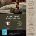 100% Pure Clary Sage Essential Oil - 0.34 Fl Oz - Clary Sage Oil for Hair, Skin, Diffuser, Aromatherapy & DIY Candle Making Scent