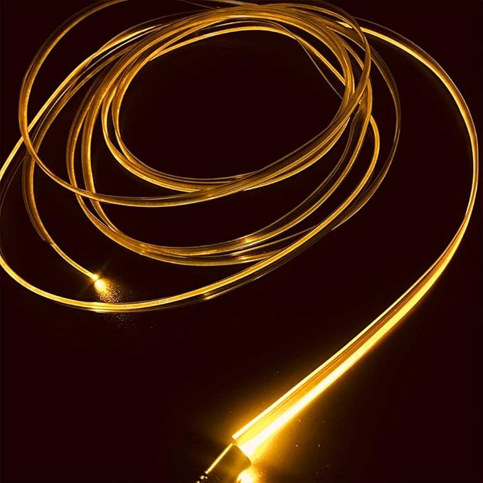 2mm 5meters Car Home LED Ambient Plastic Optic Fiber Light Source Kit Tool Free (12V,Yellow)