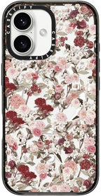CASETiFY Impact Case for iPhone 16 [8.2ft 4X Military Grade Drop Protection/Compatible with Magsafe] - Vintage Flower Monday - Clear Black