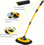 BMLEI Car Wash Brush with Long Handle, Microfiber Towels Car Wash Kit Cleaning Supplies, Car Wash Mop Mitt with 2 Replacement Head , Extension Pole Car Brush Cleaning Kit for Cars Trucks