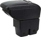 AULPHIKE Compatible with Ford Fiesta Armrest 3 MK7 2009-2017 Car Center Console Organizer Armrests Double Layer Storage with USB Ports（Carbon Fiber Style）