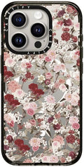 CASETiFY Impact Case for iPhone 15 Pro [8.2ft 4X Military Grade Drop Protection/Compatible with Magsafe] - Vintage Flower Monday - Clear Black