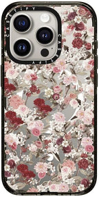 CASETiFY Impact Case for iPhone 15 Pro [8.2ft 4X Military Grade Drop Protection/Compatible with Magsafe] - Vintage Flower Monday - Clear Black
