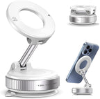 Jikasho Vacuum Magnetic Car Phone Holder for Magsafe, Hands-Free 360° Adjustable Suction Cup Phone Mount for Car/Gym/Mirror/Smooth Surface, Compatible with iPhone & Android (White)