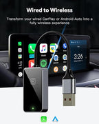 2025 Upgraded Wireless carplay Adapter for iPhone, for Apple carplay Wireless Adapter, Plug & Play, for iPhone iOS 10+/ for Android 11+