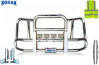 Compatible with Kenworth T660 Front Grille Deer Moose Brush Bumper Guard Large Square PLUS Logo, 4x 6" 60 LED Headlight, 2x 22" Windshield Wipers, License Plate Holder and Frame, Reflective Vest