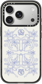 CASETiFY Impact iPhone 17 Pro Case [Slim/Compatible with Magsafe / 8.2 ft. 4X Military Grade Drop Protection] - Luxe Garden Porcelain - Clear Black