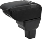 AULPHIKE Compatible with Nissan Versa Armrest 2020-2024 Car Center Console Organizer Armrests Double Layer Storage with USB Ports（Black Style）