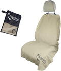 Car Seat Towel Cover After Gym Workout Yoga Pets | Snap-n-Go Seat Sheet™ Universal Fit with Headrest Post Straps, Quick-Dry Washable Sweat Protector for Cars, Trucks, SUVs Interior Protection (Beige)