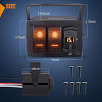 Nilight 2 Gang Rocker Switch Box 12V SPST ON Off Toggle Switches PD Type C and QC 3.0 USB Sockcet Voltmeter Orange LED Light Waterproof Aluminum Mount Bracket Panel DIY Stickers for Boat Car RV Truck