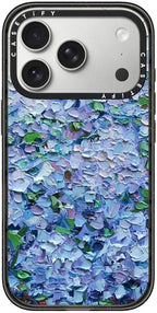 CASETiFY Impact iPhone 17 Pro Case [Slim/Compatible with Magsafe / 8.2 ft. 4X Military Grade Drop Protection] - Nantucket Blue Hydrangeas - Clear Black