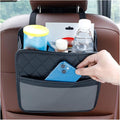 Car Seat Back Organizer, Leather Multipurpose Collapsible Vehicle Backseat Hanging Bag, Portable Automotive Interior Seat Storage Organizer, Universal for SUV RV Truck (Black)