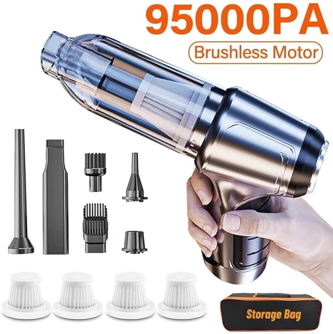 Powerful Wireless car Vacuum Cleaner with a Suction Power of 95,000Pa. Handheld