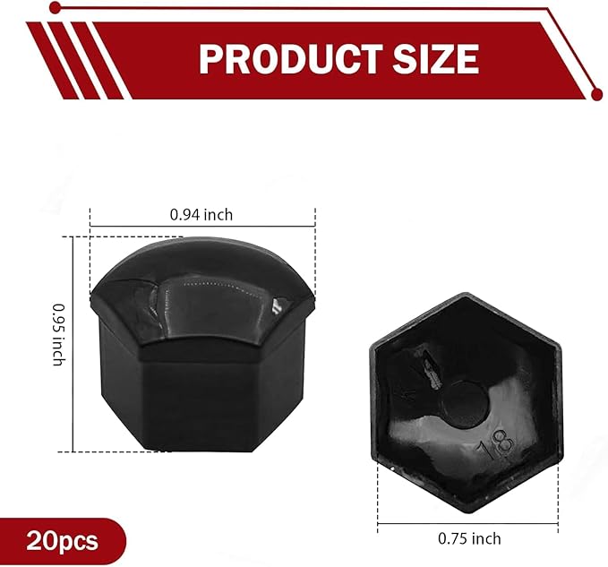 20 Pcs Wheel Nut Covers for Hyundai Palisade 2020 2021 2022 2023 2024, Hex Lug Nut Caps Waterproof Protective PP Plastic Auto Hub Screw Protector Accessories,Red-19mm