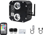 AZIMOM Dual Color High Brightness 50W Twinkle Fiber Optic Light Source RGBW Light Box Engine Diver Music Sensor Mode Bluetooth/RF Control for Home Star Ceiling Light Effect Decor