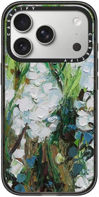 CASETiFY Impact iPhone 17 Pro Case [Slim/Compatible with Magsafe / 8.2 ft. 4X Military Grade Drop Protection] - Wild Squill Flowers - Clear Black