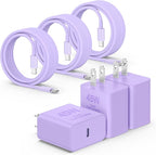 3Pack 45W Super Fast Charger Type C 10FT, USB C Android Phone Charger Fast Charging Block with Ertra Long Type-C Charger Cord for Samsung Galaxy S25/S25 Ultra/S25+/S24 Ultra/S24/S24+/S23/S22-Purple