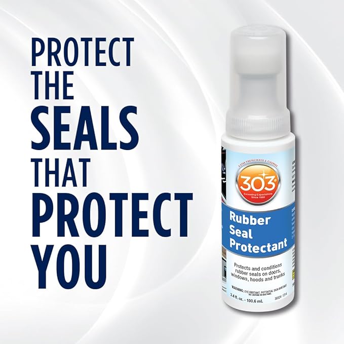 303 Products Rubber Seal Protectant – Protects & Conditions Seals on Doors, Windows, Hoods, Trunks Rejuvenates Color & Flexibility of Old & Dry Seals Weatherproofing & UV Protection, 3.4 fl.oz