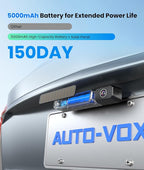 AUTO-VOX White Solar Wireless Backup Camera with 5" 1080P Monitor: 5000mAh Battery 2 Mins DIY Installation & 2 Split Screen Back Up Camera, IP69K Waterproof Reverse Camera for Car, Van, SUV, Truck