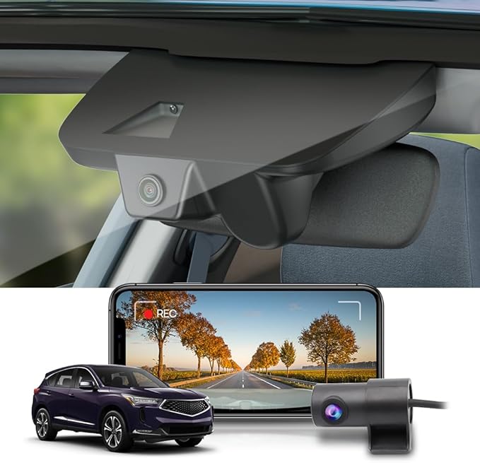 Fitcamx Front 2K+Rear 1080P Dash Cam Adapts for Acura RDX 2019-2026 (HD2-D4151), OEM Factory Look, Dual HD Video, Built-in WiFi & APP, Loop Recording, G-Sensor, Night Vision, Easy to Set, 64GB Card