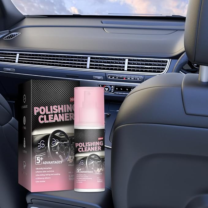 Polishing Cleaner, 2026 New Car Interior Cleaner, Polishing Cleaner Car Interior Spray, Interior Detailer Spray for Rubber Leather Car Interior, Easy Application for Daily Vehicle Care (2pcs)