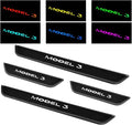 LED Door Sill Lights for Tesla Model 3 2017-2025 Accessories, ABS Scratch-Resistant Sill Protector with 7-Color RGB Lighting, Battery Powered Model 3 Pedal Mood Lamp, Matte Black, 4PCS