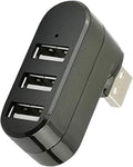 USB 3 Port Splitter, Mini USB Hub, USB 3 Port Compact Portable Rotatable HUB, USB Hub Dock [90°/180° Degree Rotatable] for Flash Drive Mobile HDD PC Laptop Notebook and More - Black