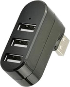 USB 3 Port Splitter, Mini USB Hub, USB 3 Port Compact Portable Rotatable HUB, USB Hub Dock [90°/180° Degree Rotatable] for Flash Drive Mobile HDD PC Laptop Notebook and More - Black