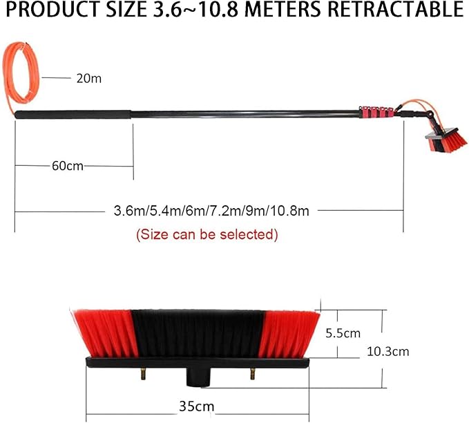 Telescopic Rod Window Cleaning Water Guide, Telescopic Wash Brush Telescopic Rod, PV Tool Cleaning Device, Wash Brush, Window Cleaner,7.2M