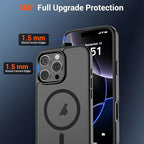 SUPFINE Magnetic for iPhone 16 Pro Max Case (Compatible with MagSafe) (Military Grade Drop Protection) Translucent Matte Shockproof Phone Cover, Black