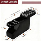 Truck Center Console Organizer Between Seat for Minivans, SUVs, Middle Van Bench Organizer for Floor Between The Back Seat Console 18 Wheelers with Sliding Lid Design