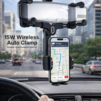 Wireless Car Charger Mount, Auto-Clamping Phone Holder with Fast Charging – Wireless Cell Phone Charging Car Mount for iPhone & Android (Rear Mirror Mount)