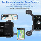 Magnet Phone Mount for Tesla Model 3/Y Accessories, Tesla Phone Mount for Magsafe iPhone & Android Phones, Strongest Magnetic Power Adjustable Car Phone Holder, with 1pcs Magnetic Ring