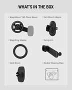 Scosche 5-in-1 MagSafe Car Mount Compatible with Popsocket, Magnetic Vent, Back-of-Display and Dashboard Cell Phone Holder, Tesla Phone Mount Compatible with iPhone 17/16/15/14/13/12, Samsung S25