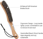 Hat Brush - Clean Western Cowboy Hat, Fedora Hat & Baseball Cap, Horsehair Bristle Garment Brush Remove Cat Hair Dust for Suits, Suede, Cashmere, Clothes & Furniture, Beech Handle