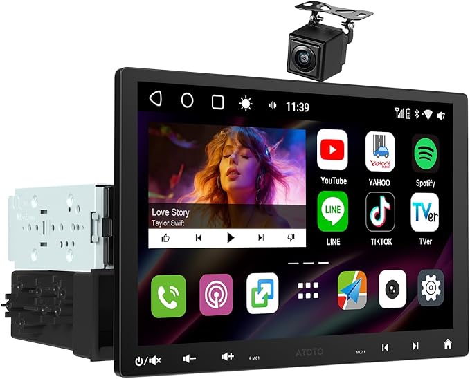 ATOTOZONE S8 MS 10.1'' QLED Single & Double DIN Android Car Stereo, 4G LTE, Floating Touchscreen, Wireless CarPlay & Android Auto, ChatGPT-Powered AI, Dual BT, DSP 36-Band EQ, SCVC, Backup Camera