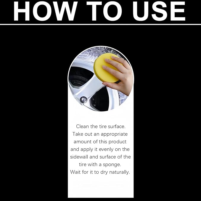 Enhanced Long-Lasting Black Tire Shine Wax & Conditioner – with Applicator, Resists Water & Sun Fading, for Cars, Trucks, Motorcycles 3.53 oz