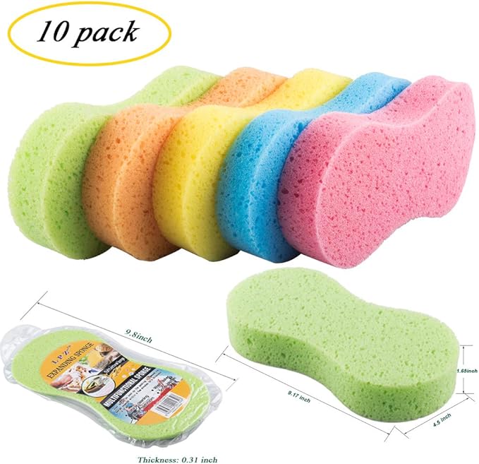Huvai 10 Pack Car Wash Sponges Multi-Functional Sponge Multi-Color Cleaning Sponges with Vacuum Compressed Packing
