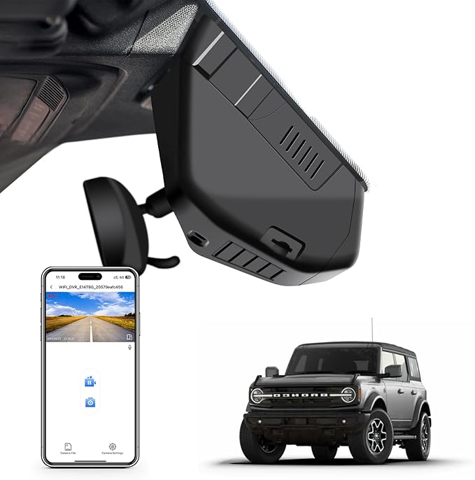Mangoal 4K Dash Cam Fit for Ford Bronco 2021 2022 2023 2024 2026(Model A), Does Not Fit Ford Bronco Sport, WiFi & App, 64GB Card