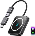 Wireless CarPlay Adapter for iPhone & Android, 2-in-1 Apple CarPlay Wireless Adapter, Plug & Play, Low Latency, USB-A/C, Converts Wired to Wireless CarPlay (iOS 10+, Android 11+)