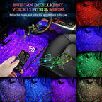 Teguangmei Car Interior Ambient Lights,4Pcs 12LED USB Plug-in RGB Multicolor Star Atmosphere Lights for Car Carpets Under Dash LED Accent Lighting Kit with Sound Active and Remote Control DC 5V