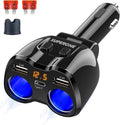 SUPERONE Upgraded Cigarette Lighter Splitter, 2 Socket Cigarette Lighter Adapter with LED Voltmeter, Dual USB A 12V and Type C 20W PD Car Charger Adapter for Mobile Cell Phone GPS Dash Cam