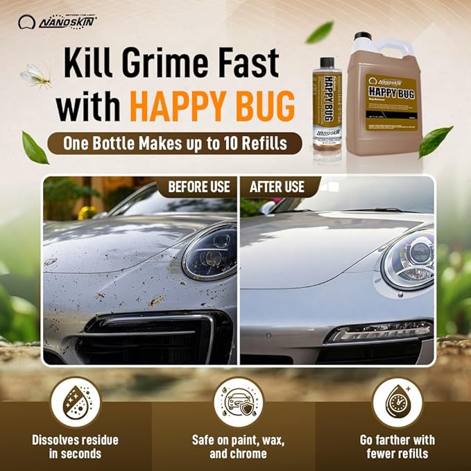 Nanoskin Bug Remover 16 oz – Exterior Cleaner & Degreaser for Bug Residue, Grime, Plastic, Metal, Chrome, Windows & Mirrors – Safe for Car Paint, Wax, Clear Coat, Trucks, Motorcycles & RVs