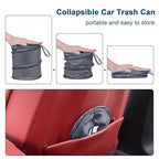 Car Trash Can, 2 Packs Mini Collapsible Car Trash Bin for Front Back Seat, Pop up Car Garbage Can, Portable Car Trash Bag Hanging for Vehicle SUV Rv Truck Accessories Interior, Grey