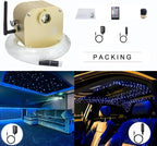 AZIMOM Bluetooth Control 16W Twinkle Fiber Optic Lights Star Ceiling Lighting Kits 450pcs0.03in 9.8ft Fiber Strands RGBW Music Mode Light Engine for Home Indoor Car Interior Decoration