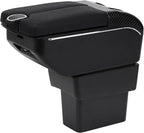 AULPHIKE Compatible with Nissan Note Armrest E-Power Car Center Console Organizer Armrests Double Door Storage with USB Ports（Black Style）